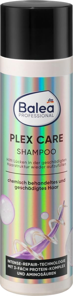 Balea Professional Lot de 3 soins capillaires pour cheveux abîmés : shampooing Plexi Care 250 ml + après-shampoing PLEX CARE (200 ml) + 1 huile capillaire Elixir Gloss Long Soin intensif 20 ml 470 ml