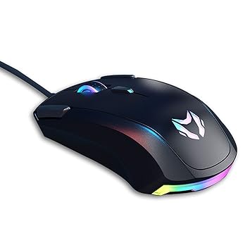 Mecha ZM-1 Gaming Mouse, RGB Wired Computer Mouse - Adjustable DPI Control up to 16K, PMW 3389 Optical Sensor, 6 Program Buttons, Huano Switch, 7 LED Mode, for Windows XP/7/10 PC/Laptop Gamers, Black