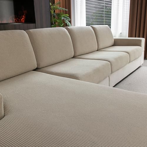 OHSIO Sectional Couch Covers, Wear Resistant Stretch Sofa Covers Washable