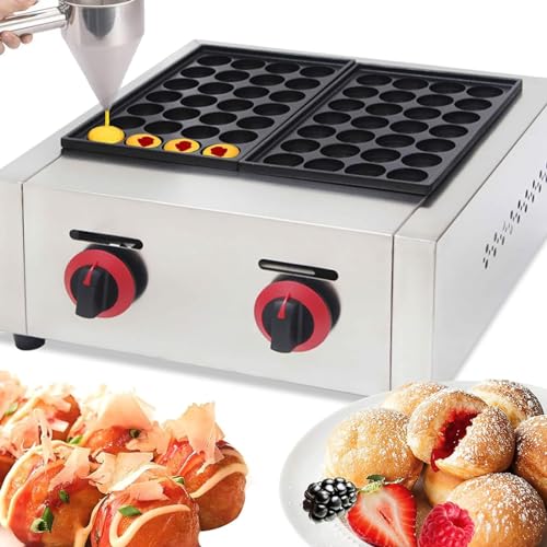Image of LPLYAA Takoyaki Maker Commercial Pan 56 Holes LPG Gas Grill Machine for Cake Pops, Pancake Balls, Donut Holes, 20240327