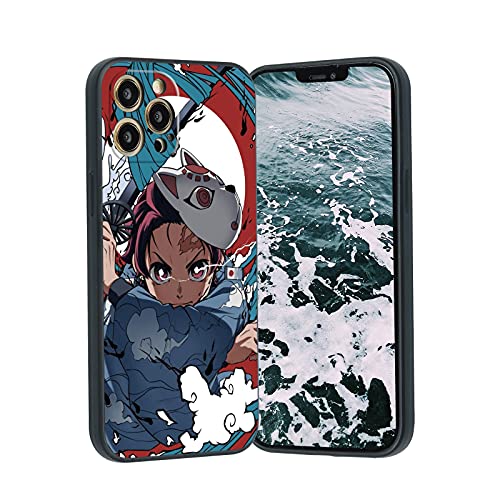Vivist Anime Manga Iphone 12 Pro Max Case,Japanese Demon Slayer Character Case For Men Boys Women Cute Cartoon Design Soft Silicone Cover (Demon Tanjirou) #TOP21