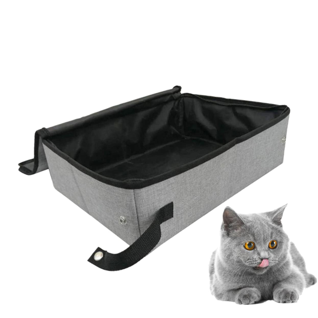 FONDOTIN Cat Litter Box Basin Folding Cat Toilet Portable Easy to Use Keep Home Tidy