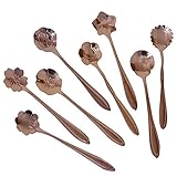 CHICHIC Set of 8 Flower Coffee Spoon Tea Spoon Dessert Spoons Scoop Stainless Steel Tableware Stirring/Sugar/Stir/Bar/Mixing/Ice Cream Spoon for Kitchen Dining Bar, Condiment or Spice, Rose Gold