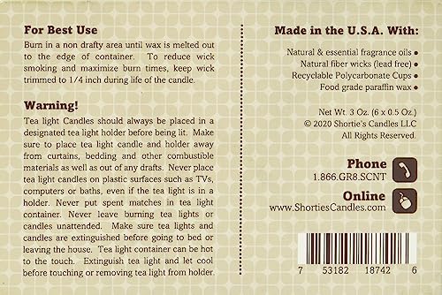 Shorties Candle, Tealight Candle Any Scent, 6 Count