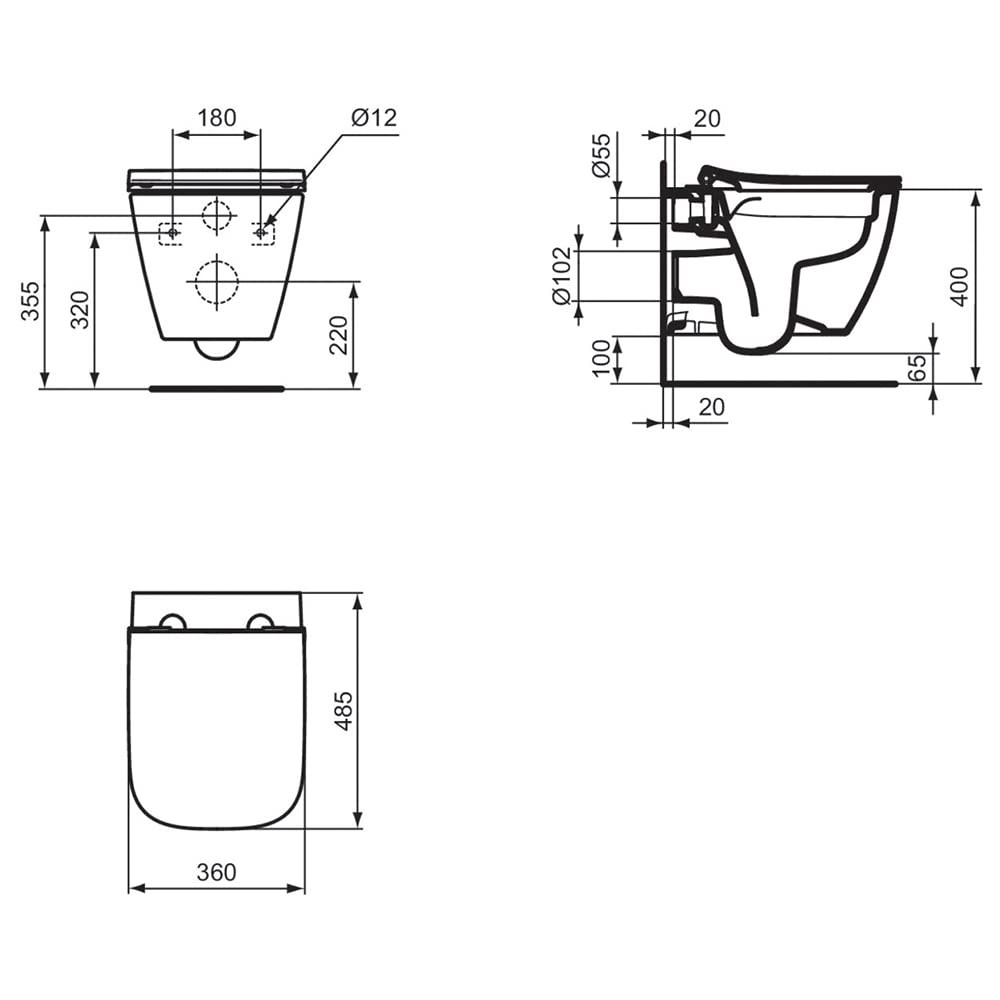 Ideal Standard i.life S WC sospeso RimLS+ 48 cm Bianco