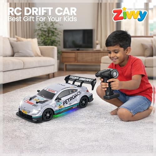 Image of BigRemote Control Car Silver | 2.4G Remote Control Drift RC Car with 150m Range, Neon Lights & Music | Rechargeable RC Racing Toy |Best Gift for Boys & Girls 2 3 4 5 6 7 8+ Years