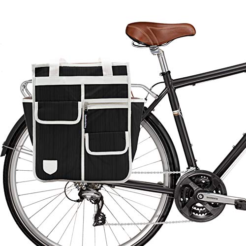 Goodordering 3 in 1 Market Shopper Bicycle Pannier Backpack for Cycling (Black)