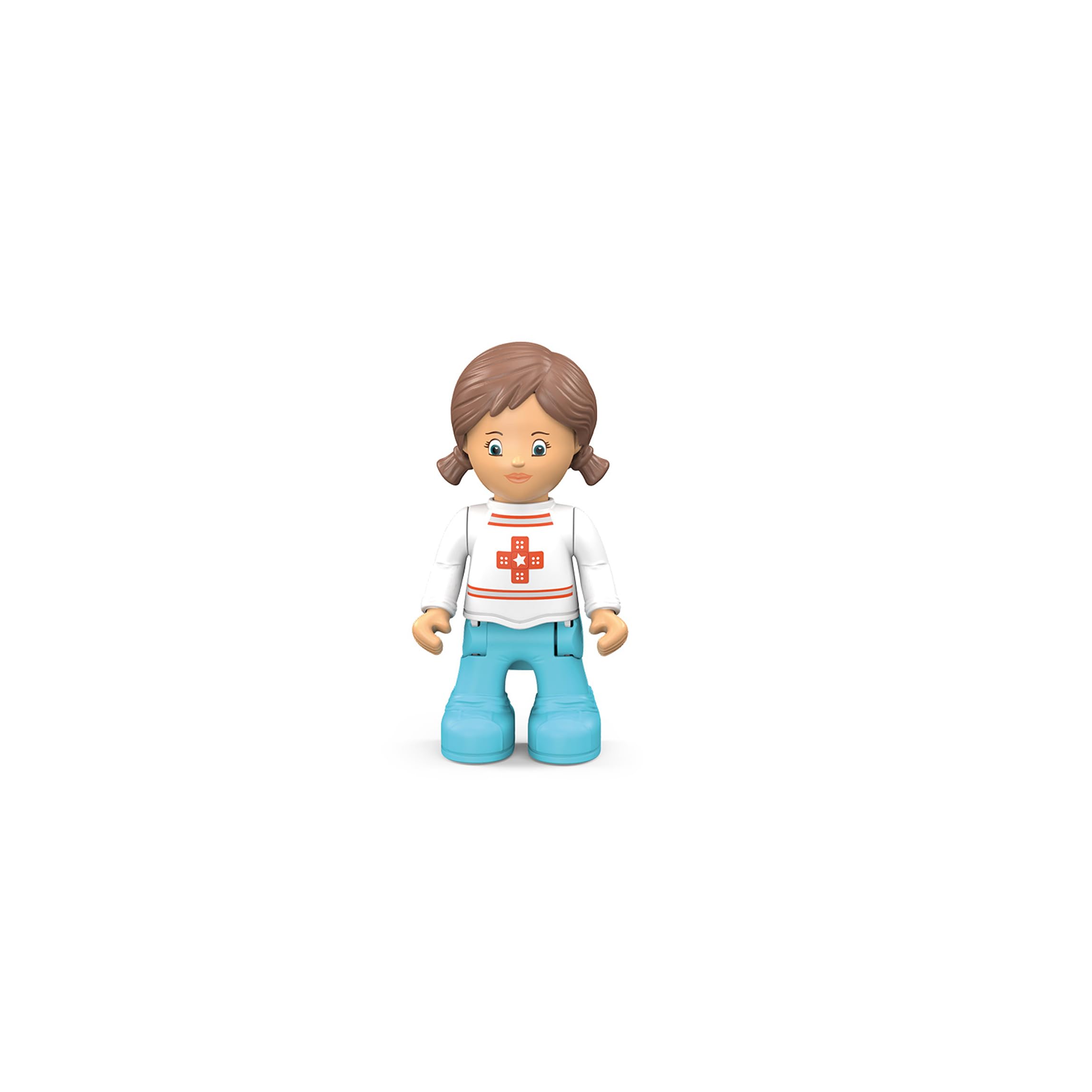 0145, Anna Amby, Ambulance composée de 3 pièces avec Son et Lumière, Peut être assemblée, Comprend une figurine mobile, Moteur à volant de haute qualité, Orange/bleu cile, dès 12 mois