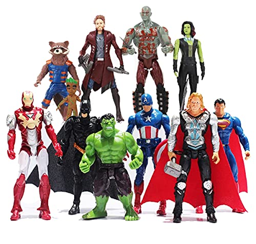 New 2021 11PCS Superhero Action Figures Set - Galaxy Heroes and Classic Heroes Action Figures Toys Pieces - Super Heroes Toys 5-inch Toys PVC Cake Toppers Gifts Decoration