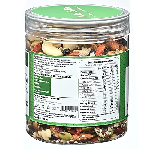 Image of Nutty Gritties Antioxidant Trail Mix 325g | 21 Superfoods in 1 Mix | Including Almonds, Hazelnuts, Brazil Nuts, Berries, Dry Dates, Chia Seeds, Pumpkin Seeds and Many More Mixed Dry Fruits | Resealable Jar ( Pack of 1 )