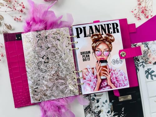 Agenda journalier en cuir rose de haute qualité format A5 - 6