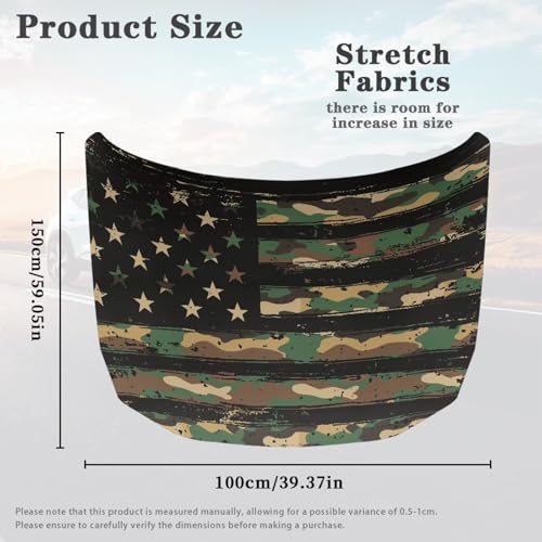 Image of Camo American Flag Car Hood Cover Polyester Elastic Fabrics Can be Washed Suitable for SUV Trucks Universal for Cars