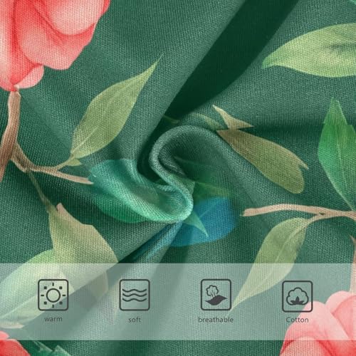 Cotton Toddler Girls Underwear Watercolor Red Camellia Flowers Green Little Girl Panties Flower Undies Kids Briefs 2t3