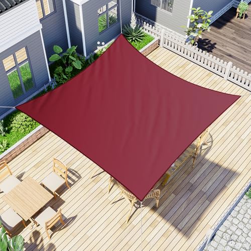 jarolift Sonnensegel Quadrat, Wasserabweisend, Sonnenschutz Sichtschutz für Terrasse Garten Balkon, Polyestergewebe, 360 x 360 cm, Weinrot