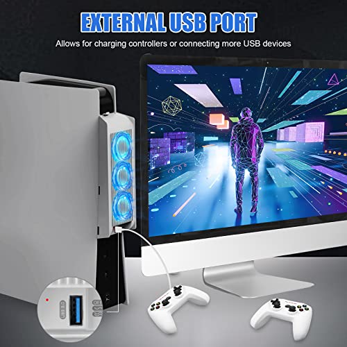 Cooling Fan For Ps5 Accessories With 3 Cooling Fans, Luckit Upgraded Quiet Cooler Fan With Usb Port And Led Light For Playstation 5 Console Digital #TOP2