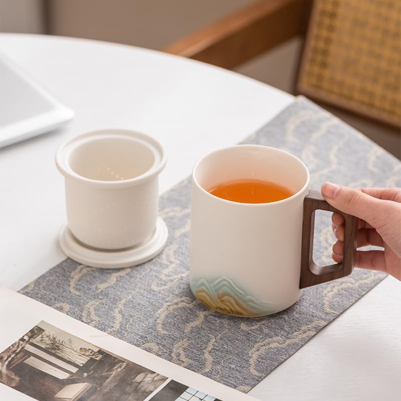 Tasse à thé Tasse à thé en céramique avec filtre et séparation for usage personnel et bureau, légère et luxueuse Récipient de trempage(A)