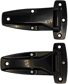 NUSET Heavy Duty T Hinge Tee Hinge Shed Hinge Gate Hinge Barn Hinge Fence Hinge Door Hinge Black Powder Coated, 2pack