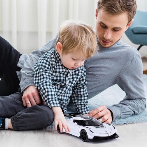 Image of 1:32 Koenigseggg Jesko Sports Model Exclusive Alloy Diecast Pull Back Toy car with Openable Doors & Light Music Toys for Kids Boy Girl Gift (1:32 Koenigseggg - White)