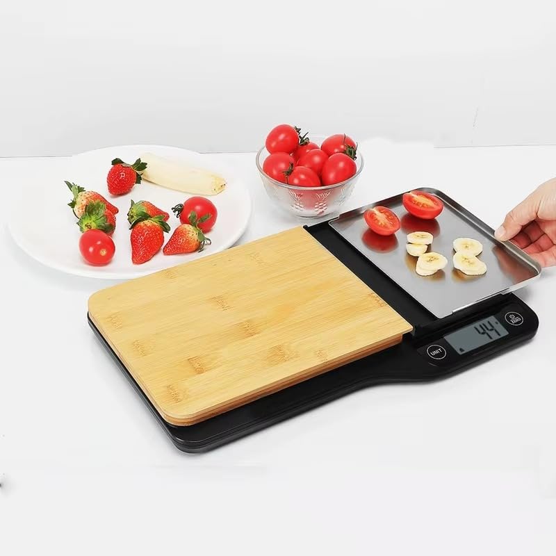 Crown Chopping Board Kitchen Scale - 3 in 1 Digital Kitchen Scale, Weight Grams and Ounces with Removable Cutting Board & Tray, LCD Display,5kg-image-40