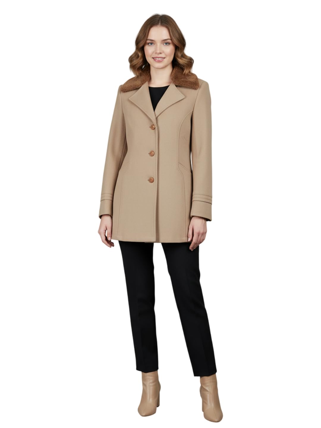 Women’s Long Winter Coat | Pocket Single Breasted, Overcoat with Notch Lapel & Button Closure | Stylish Formal & Casual Wear