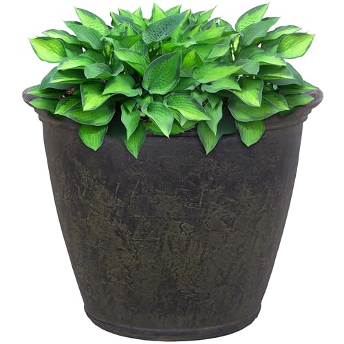 Sunnydaze 24-Inch Anjelica Large Plastic Pot for Plants - Outdoor Double-Walled Large Plastic...