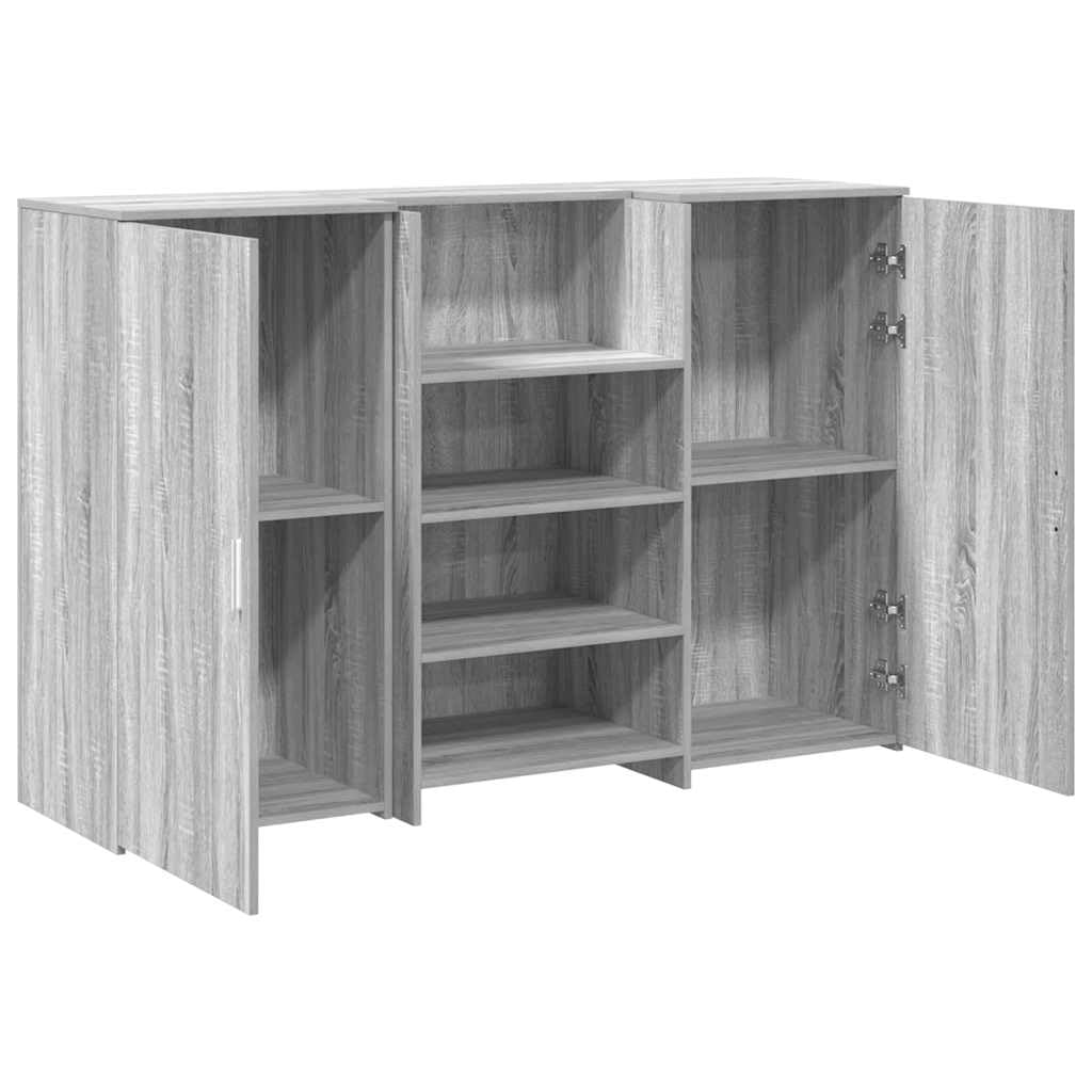 Empfangstheke Grau Sonoma Holzwerkstoff 155x50x103,5 cm mit Stauraum, Beistellschrank und Ablagefach ideal als Bürotisch, Sekretär, Gaming Arbeitsplatz oder Homeoffice Lösung
