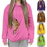 HUIFUAO - Sudaderas con capucha de sherpa con bolsa de canguro, divertidas sudaderas con bolsillo para gato, transportador de perro, cachorro, forro polar cálido y mullido, lindo soporte para mascotas