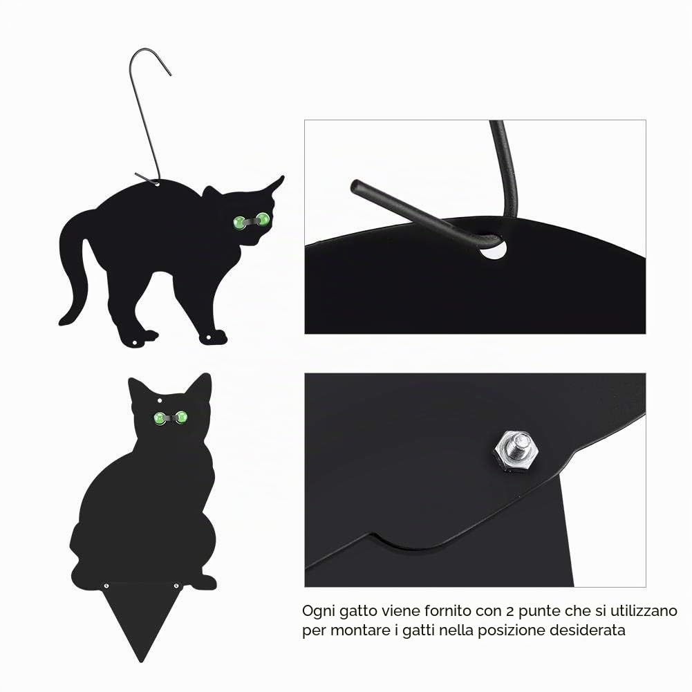 Set di 3 Pezzi Sagome Spaventa Gatti, Deterrente per Gatti in Ferro, Spaventa Gatti dai Giardini e Prati con Occhi Grandi e Riflettenti, per Proteggere Il Vostro Giardino