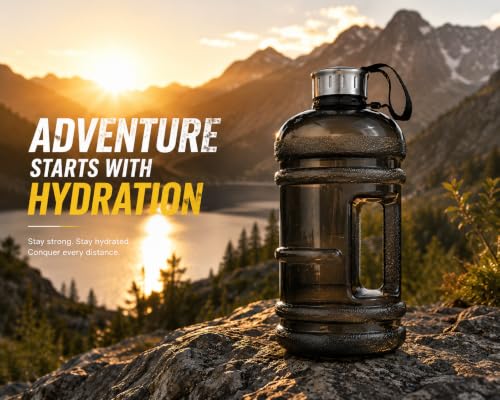 Image of AQUAFIT Sports Water Bottle With Portable Handel With BPA Free Material For Gym,Yoga And Sports Activity Color- (G Black, 2.2 Liter)