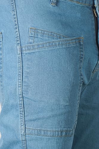 Image of RIG BONE Men's Relaxed Fit Cargo Jeans with Functional Pockets Comfortable High Rise Design Durable Denim Mid Wash Ideal for Casual Wear Travel Outdoor and Urban Adventures