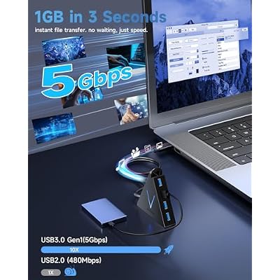 USB C Hub 4 Ports JoyReken,USBC to USB Hub with 2FT Extended Cable,Type C to USB Adapter for MacBook Pro/Mini,iMac,Surface,Gaming Laptops,PS5,Flash Drive,Thumb Drives,Mouse,Keyboard(Black)