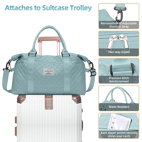 Large Travel Duffel Bag, Sports Tote Gym Bag, Shoulder Weekender Overnight Bag for Women with Wet Pocke(Blue)4