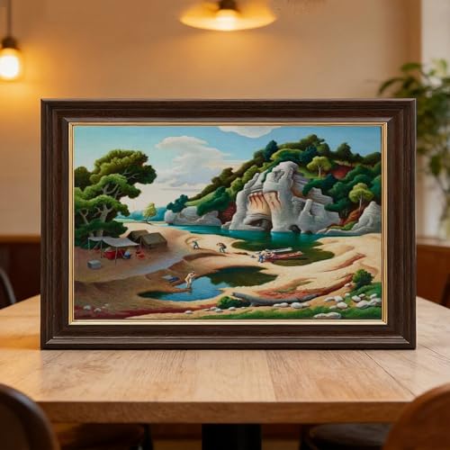 Impression sur toile Fishermens Camp de Benton - Toile haut de gamme avec cadre de suspension