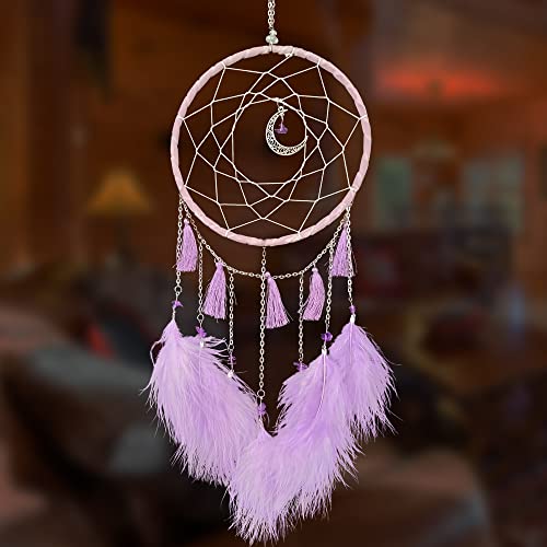 Image of Dream Catchers Purple Dream Catcher Wall Decor for Bedroom Kids Girls Boys Birthday Gift Handmade Feather Hanging Ornaments