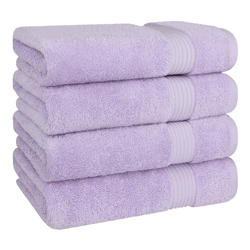 Cotton Paradise 4 Piece Turkish Bath Towels for Bathroom, 100% Cotton Extra Large Soft Plush Towels Bathroom Set, Lilac