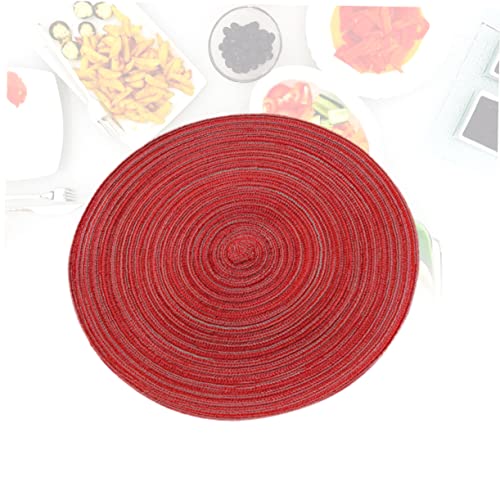 PRETYZOOM Set De Table Rond Coton Et Lin Tissé Napperon Antidérapant Résistant Chaleur Décoration De Cuisine pour Repas Western s Rouge