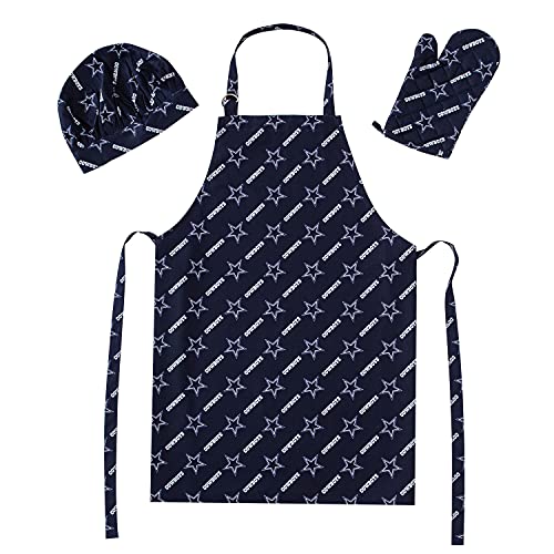 Northwest NFL Dallas Cowboys 3-Piece Apron, Oven Mitt and Chef Hat Set, One Size, Team Colors