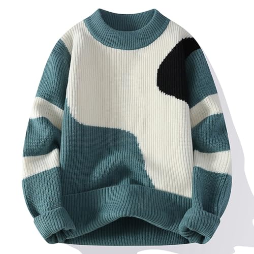 Mens Crew Neck Sweaters Long Sleeve Color Block Sweater Ribbed Pullover Sweater Casual Knit Pullover Warm Tops2