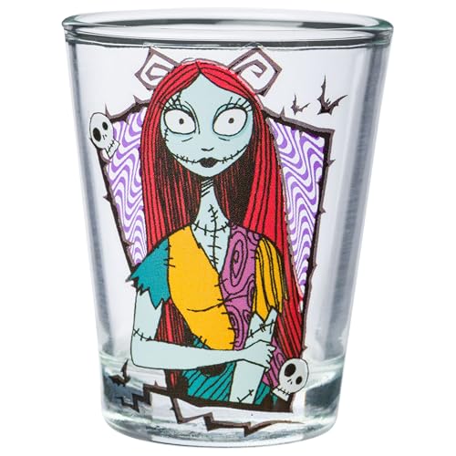 Image of Silver Buffalo Disney The Nightmare Before Christmas 4 Piece Mini Glass Set Featuring Jack Skellington and Sally, 1.5 Ounces