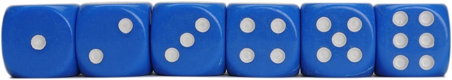 WE Games Bulk Blue Dice Set - 100 Pack of Rounded Corner 6 Sided 16mm Dice for Dice Games, Casino Nights, and More