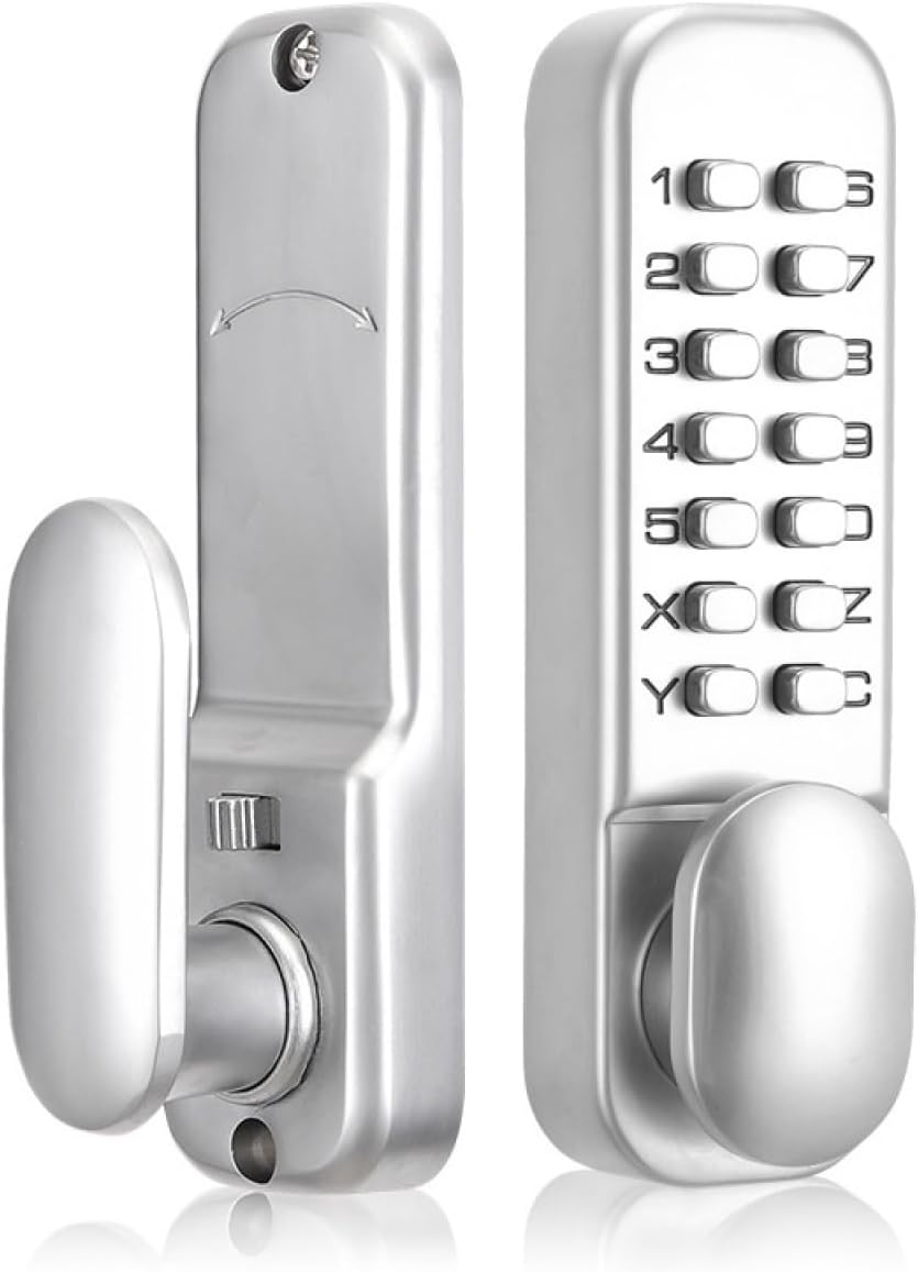 SEIWEI Mechanical Keyless Combination Code Door Lock with Keypad, Waterproof Digital Code Door Lock with Handle for Front Gate Door, Warehouse, Home, No Electronic