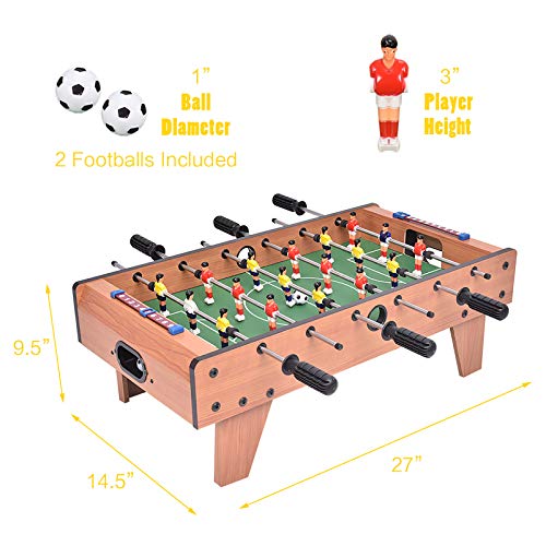 Goplus 27" Foosball Table, Portable Tabletop Soccer Game W/ 2 Footballs & 18 Soccer Keepers For Family Night, Game Room, Arcades, Bars, Parties, Wooden Football Game Set For Adults & Kids #TOP3