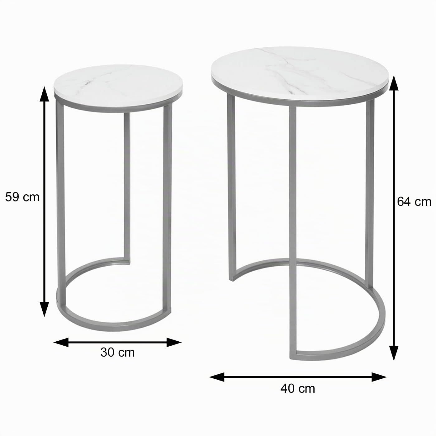 Mendler Set 2X tavolini Eleganti da Salotto HWC-K46 Effetto Marmo Bianco Oro