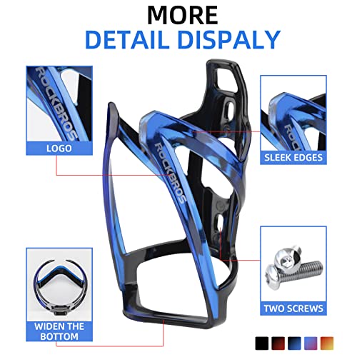 Image of ROCKBROS Bike Water Bottle Holder Ultra-Light Durable Bicycle Bottle Cages with Screws Tool, Universal Bike Cup Holder for Road MTB Mountain Bikes Cycling Accessories(2 Pack, Multi-Color)
