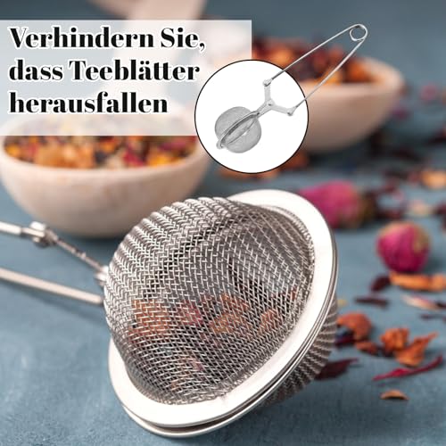2 Stück Teezange für Losen Tee, Edelstahl Teeei für losen Tee, Tee Ei Sieb, Tea Infuser, Teezange mit Rostfreiem Griff, Küchenhelfer für Tee und Gewürze, Siebzange für Teeliebhaber (4.5×15.5cm)