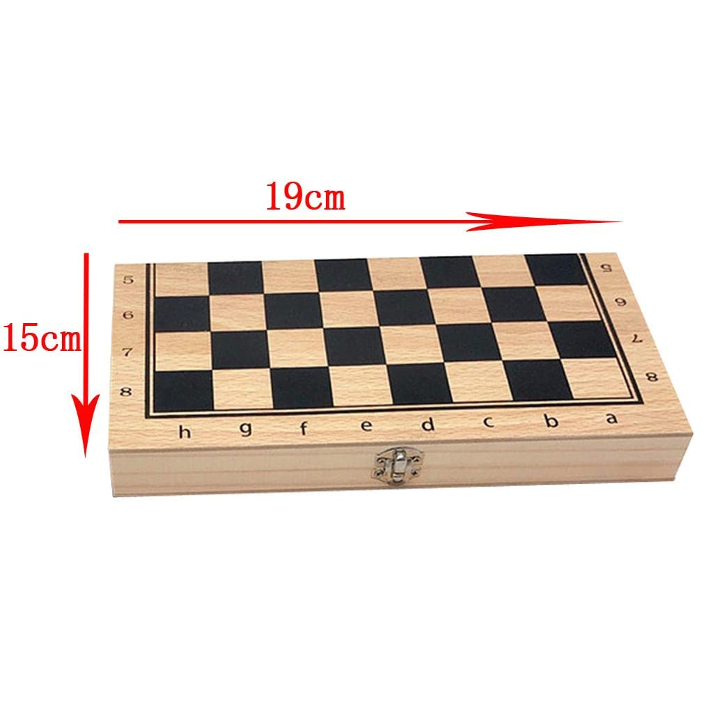 4 Piezas Ajedrez Set Juego de Mesa Clásico Tablero Madera Plegable con Almacenamiento Piezas Livianas Mejora Inteligencia Aprendizaje