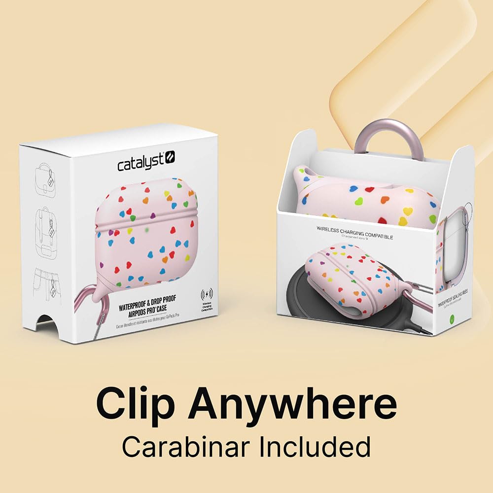 Catalyst Custodia impermeabile Special Edition per AirPods Pro, compatibile con ricarica wireless, custodia protettiva antiurto e a prova di caduta, pelle morbida, con moschettone - Sweetheart