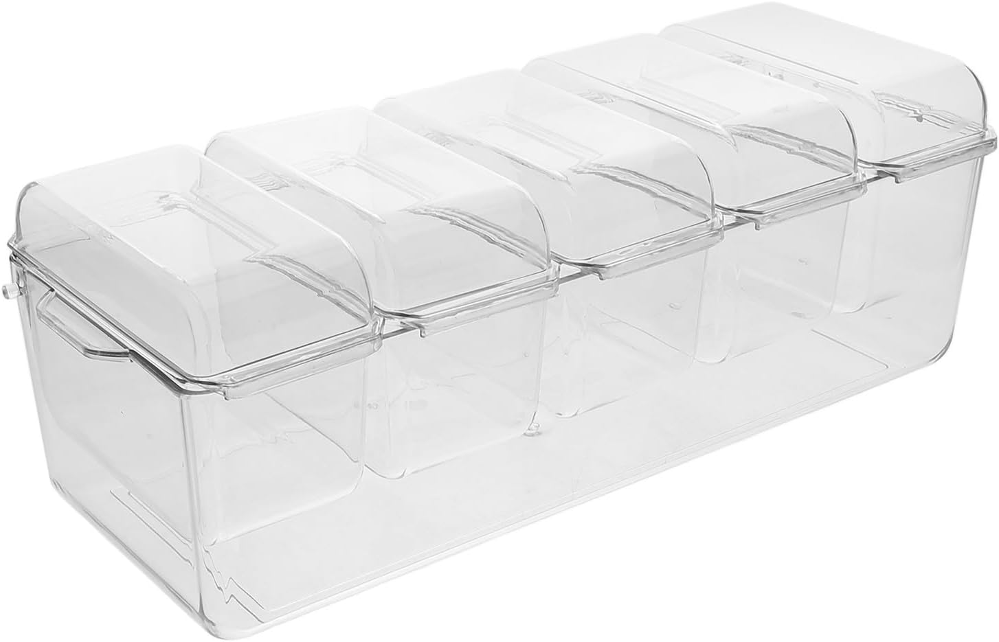 ibasenice Divided Serving Tray with Lid, Refrigerator Storage Bin, 5-compartment Chilled Condiment Server for Fruit Salad and Snack Organization, Removable Dish Food Container for Home