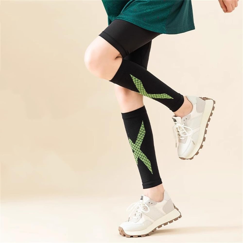 Calf Support Brace Outdoor Sports Compression Leg Cover Running Basketball(Green,Medium)