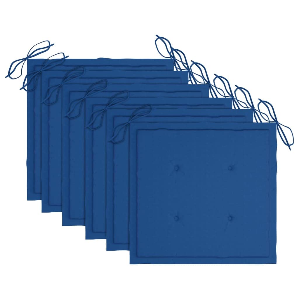 Set di 6 sedie da giardino in legno massello di acacia, con cuscini, resistenti alle intemperie, per giardino e balcone, comode sedie in legno con cuscini blu reale